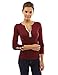 PattyBoutik Women Notch Neck Buttons Trim Blouse Top (Burgundy Medium)