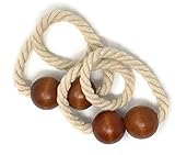 Fenwick Home 2 Pcs Magnetic Curtain Tiebacks Brown, Wooden Magnetic Tiebacks for Curtains, Curtain Holders for Drapes