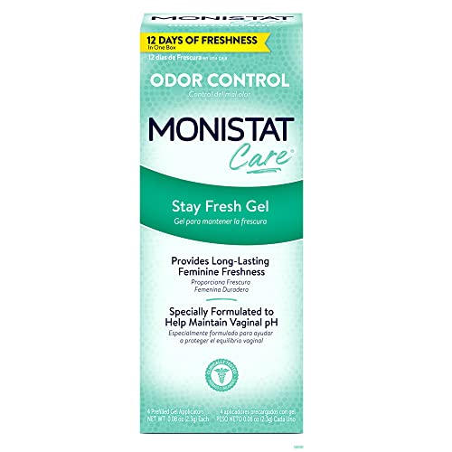 Monistat Stay Fresh Gel, Odor Eliminating Gel for Feminine Care, Fragrance Free Vaginal Gel, Prefilled Applicators, 4 Count