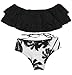 SeeWorld Women's High Waisted Bathing Suit Off Shoulder Layer Ruffle Flounce Bikini Set