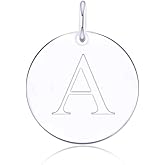 LGSY 925 Sterling Silver Mini Initial Disc Round Charm Pendant for Women Jewelry