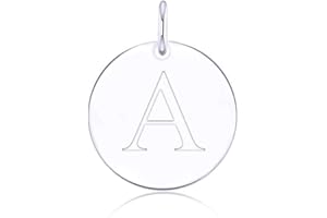 LGSY 925 Sterling Silver Mini Initial Disc Round Charm Pendant for Women Jewelry