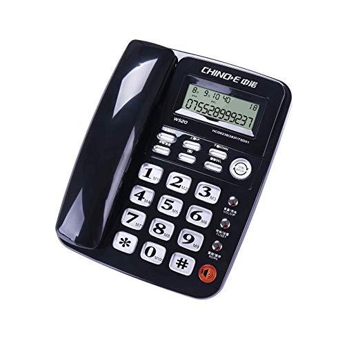 SAN_X Retro Phone Fixed Telephone Family landline Office Hotel Room Recording Audio Wired Telephone Hands-Free Calling Dual Access Port Alarm Clock LCD Screen Caller ID (Color : Black)