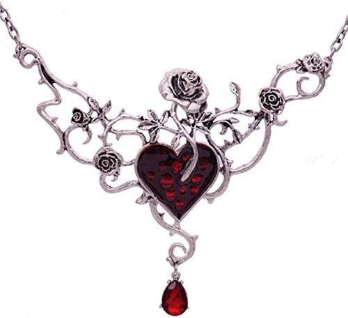 Women Red Heart Necklace Halloween Jewelry Fashion Necklace Red Heart by Norfian