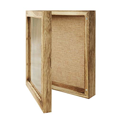 LadyRosian - 8x10 Display Case Shadow Box Frame with Linen Background and 4 Stick Pins Memento Photos Wedding Memory Box