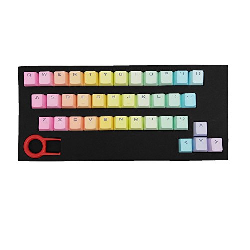 Cmany ATTAV 37 Keys PBT Keycaps Double-shot Backlit Keycaps Set for Mechanical Keyboard (Rainbow Gradient)