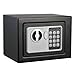 Digital Security Safe Box for Valuables- Compact Waterproof and Fireproof Steel Lock Box with Electronic Combination Keypad by Stalwart- Black