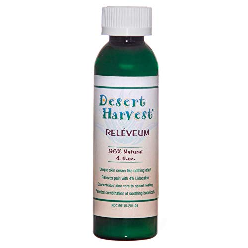Desert Harvest Reléveum® Skin Repair Cream (4 oz) 4% Lidocaine 96% Natural with Organic Aloe Vera, Calendula - Shingles, Hemorrhoids, Radiation Dermatitis, Burns, vulvodynia Desert Harvest Reléveum® Skin Repair Cream (4 oz) 4% Lidocaine 96% Natural with Organic Aloe Vera, Calendula - Shingles, Hemorrhoids, Radiation Dermatitis, Burns, vulvodynia
