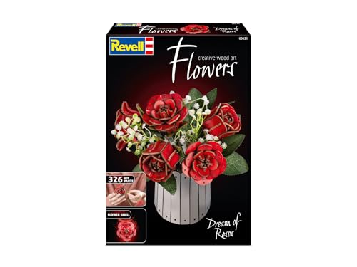 Revell Dream of Roses Ewiger Rosenstrauß aus Holz, Blumen aus Holz zum Zusammenbauen mit Vase und Duftring, DIY Blumen Deko, Romantische Geschenkidee 2