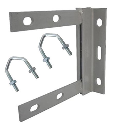 Auline 6" x 6" Galvanised Wall TV Aerial Mast Pole Mounting Bracket with 2 x V Bolts