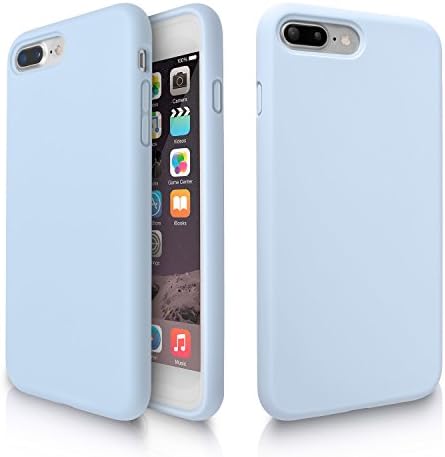 iPhone 8 Plus Case, iPhone 7 Plus Case, Fuleadture Liquid Silicone Gel Rubber Shockproof Soft Full Protective Cover with Microfiber Cloth Lining Cushion for Apple iPhone 7 Plus/8 Plus - Light Blue