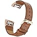 Simpeak Compatible for Fitbit Charge 2 Leather band, Genuine Leather Replacement Strap Band for Fit bit charge 2 Wristband Accessories for Fitbit Charge 2 Smart Watch,Dark brown Band/Rose gold Adaptor