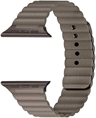 LKEITY Compatible with Apple Watch Band Leather 42mm 38mm (Series 3/2/1) 44mm 40mm (Series 4) - Adjustable Strong Magnetic Strap Replacement Wristband for iWatch