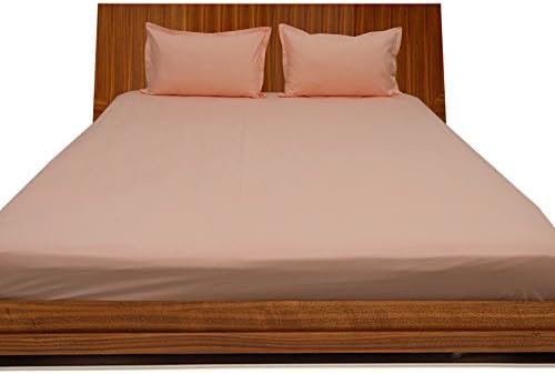 Relaxare King 300TC 100% Egyptian Cotton Peach Solid 3PCs Fitted Sheet Solid (Pocket Size: 28 inches)