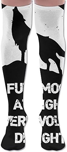 FULL MOON AT NIGHT WEREWOLFS Youth Soccer Socks Fasoar Teens Knee High Football Socks Long Striped Rugby Tube Socks