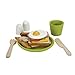 PlanToys Breakfast Menu Pretend Play Food Set (3602) | Sustainably Made from Rubberwood and Non-Toxic Paints and Dyes | Eco-Friendly PlanWood