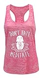 Tough Cookie's Women's Don't Hate Meditate Yoga Workout Burnout Tank Top (Large, Neon Pink)