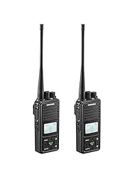 SAMCOM - Intercomunicador inalámbrico Walkie Talkie de 20 canales con botón de grupo, radio UHF de dos vías de 400-470 MHz con alcance de 2,5 millas, auricular y clip para cinturón incluidos, color negro (FPCN10A-02)