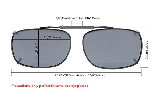 Eyekepper Metal Frame Rim Polarized Lens Clip On Sunglasses 2 1/8"x1 7/16" G15 Lens