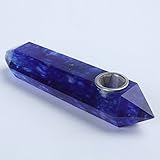 Hongjintian Best Grade Quality Natural Blue Fused Quartz Crystal Pipe Tobacco Smoke Pipe