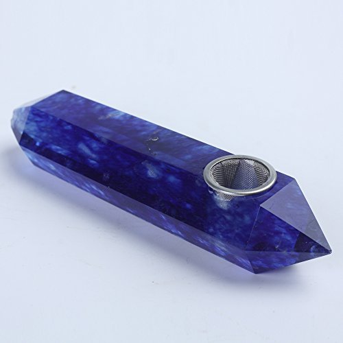 Hongjintian Best Grade Quality Natural Blue Fused Quartz Crystal Pipe Tobacco Smoke Pipe