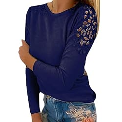iPOGP Women's Round Neck Solid Color Hollow