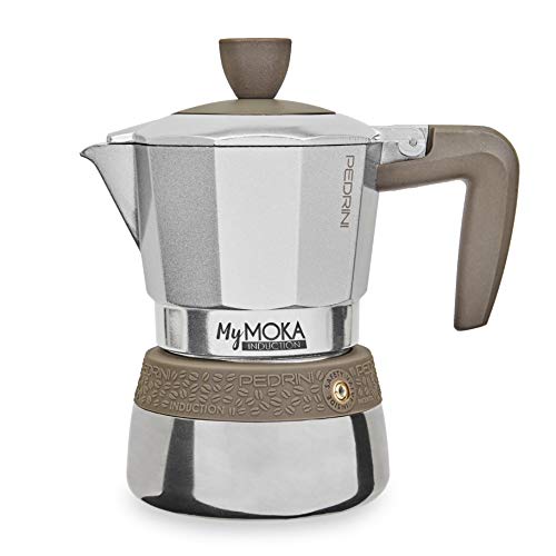 PEDRINI MyMoka Kaffeemaschine für Induktionskochfeld, 2-Tassen-Format, Espressokocher Moka taubengraue Farbe, Stahl… – Bild 3