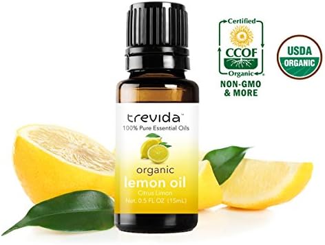 Trevida USDA Organic Lemon Essential Oil | From Fresh Italian Lemon Peels | Bottled in the USA | 15 ML | 100% Pure | Must Have for Aromatherapy, Organic Cleaning, Scented Candles, DIY & More.