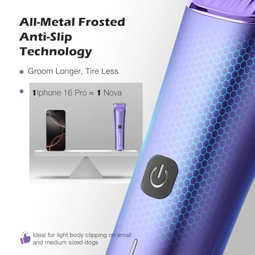 FuzzyFix Dog Grooming Clipper with Replacement Blade, 5-in-1 Adjustable Blade Cordless Pet Grooming Kit 2 Speed Rechargeable Trimmer Hair Shaver with Detachable Metal Combs