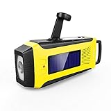 Esky Emergency Radios Hand Crank Solar Charge Radio Weather Radio AM/FM/ NOAA Radio with 2000mAh Rechargeable Battery,3W Flashlight and loudly Alarm（Yellow）ES-CR03 (ESCR03)