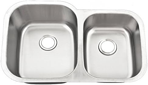 Interiorca 32 Inch 16 Gauge 9 Inch Deep Undermount 60/40 Double Bowl Stainless Steel Kitchen Sink