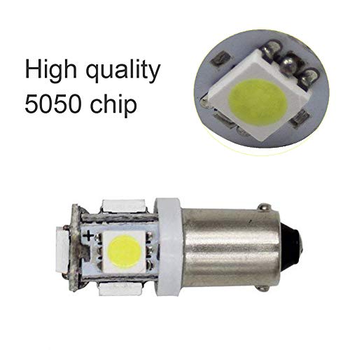 Yolu 2pcs LED Car Lights Bulbs BA9 BA9S 5SMD Super Bright White Turn Signal Light Bulbs 53 57 182 257