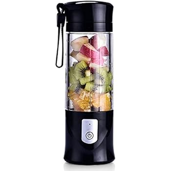 USB Electric Safety Juicer Cup, Fruit Juice mixer, Mini Portable Rechargeable /Juicing Mixing Crush Ice Blender Mixer ,420-530ml Water Bottle (Black)