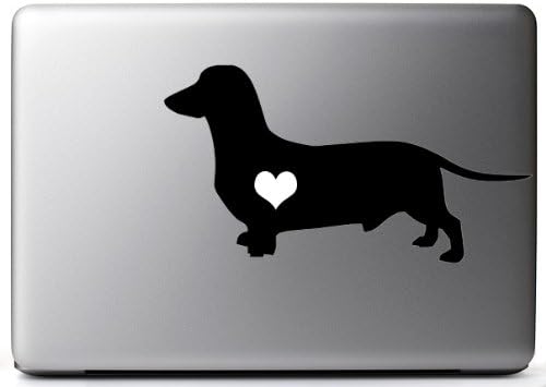 Heart My Dachshund Macbook 8" Black Vinyl Sticker Decal Mac Apple Laptop iPad