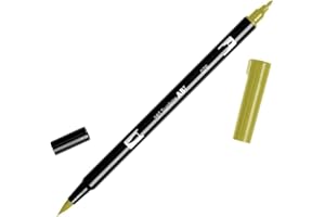Tombow Dual Brush Pen Art Marker, 076 - Green Ochre, 1-Pack