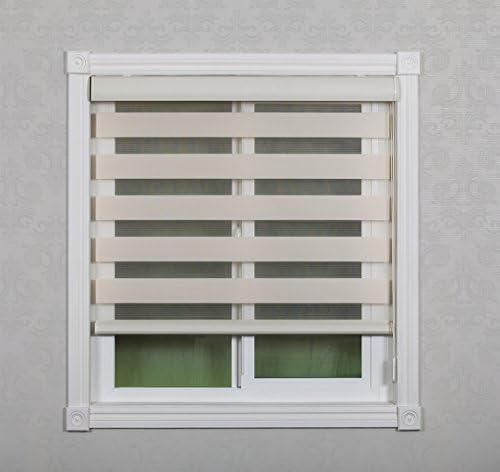Combi Shades Premium for French and Sliding Glass Door; Zebra Dual Shades, Fabric: Soleil; DIY [1-Shade] (24w X 84h Inch, Beige)