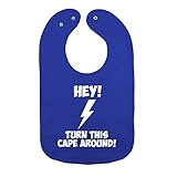 Mashed Clothing Unisex-Baby Hey! Turn This Cape Around Funny Superhero Cotton Baby Bib (Royal)