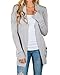 Chuanqi Women's Open Front Ribbed Cardi with Pockets Long Sleeve Cardigan Sweater