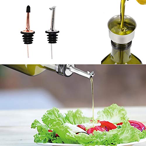 17oz Glass Olive Oil Bottle Set - 500ml Dark Green Oil & Vinegar Cruet with Pourers and Funnel - Olive Oil Carafe Decanter for Kitchen (1 Pack)