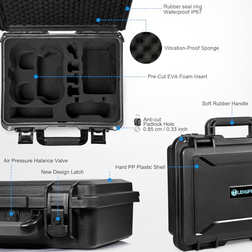 Lekufee Waterproof Hard Case for DJI Avata 2 Drone, Fly More Combo,DJI Goggles 3(NOT for Goggles N3), RC Motion 3, FPV Remote Controller 3 and Accessories(Case Only)