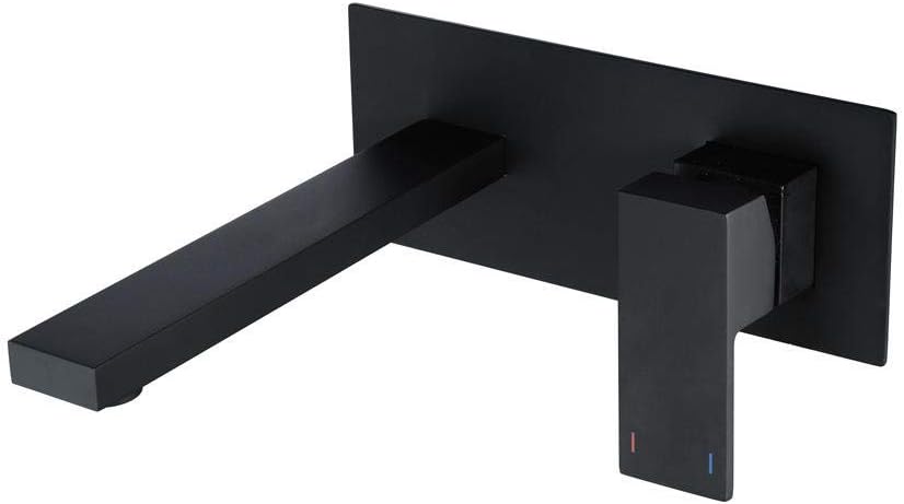 Kitchen taps Bathroom taps Mixer tap tap taps Basin Kitchen Sink Sink taps Bathroom Sink taps Kitchen Leadless Concealed washbasin Faucet Wall Mounted Copper hot and Cold Black Square Faucet