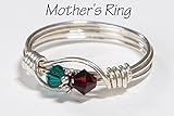 2 Stone Mother's Birthstone Ring: Personalized Sterling Silver Mom's Multistone Family Ring. Two Swarovski Crystals. Christmas, Mother's Day