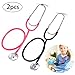 meekoo 2 Pack Kids Stethoscope Toy Real Working Nursing Cosplay Doctors Nurses Stethoscope for Kids Role Play Girls Boys Cosplay Costume Pretend Game Accessories(Pink, Black)