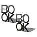 Prettyui Simple Black Book Letter Pattern Metal Bookends Book Organizer for Desk Office Home Decoration Gift
