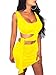 GOBLES Womens Sexy Bodycon Cut Out Sleeveless Outfit Mini Club Tank Dress Yellow
