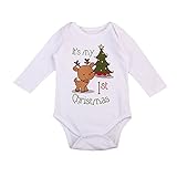Imcute Inflant Unisex Baby Boys Girls First Christmas Cotton Deers Tree Christmas Romper Jumpsuit Outfit