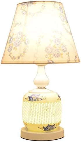 GL&amp;G European modern bedside lamp pastoral wedding home decoration ceramic lamp LED protection eye reading table lamp(5 Colored optional),A,Button switch