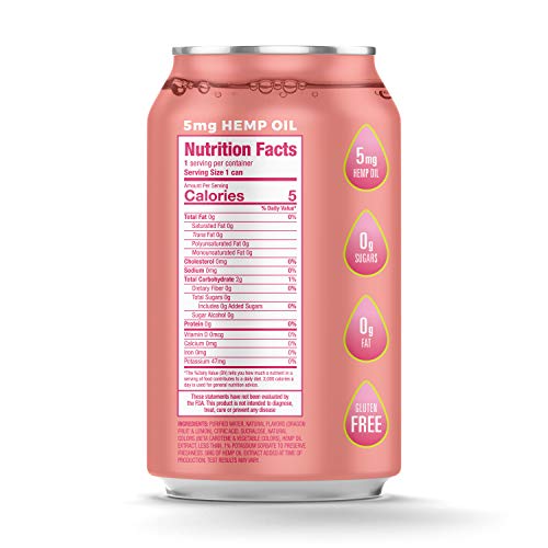 HEMPd Infusion Carbonated Flavored Water, 5 mg. per 12 fl. oz. Can, 12