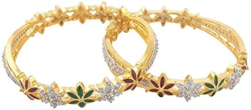 Affinity Glittering American Diamond AD stones Bangle Kada Gold Plated
