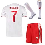 Feeke 7 Ronaldo Shirt 2019-2020 Season - Juventus Cristiano Ronaldo Away Soccer T Shirt Shorts and Socks for Kids Youth White
